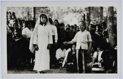 Students and Scout Guides Participating in a Bonfire Party Programme, 1963 