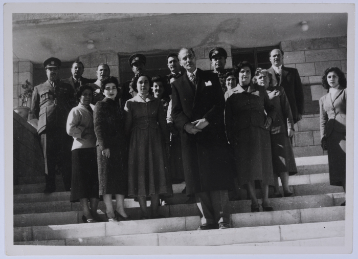 Mayor of Jerusalem on a Visit to Ramallah Secondary Girl's School, 1957