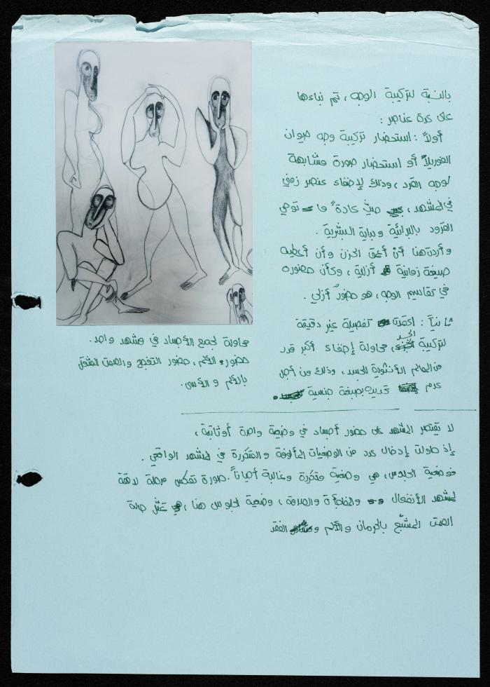 A Picture of Sketch for Women in Certain Position with Information about the Composition of Faces and Bodies 