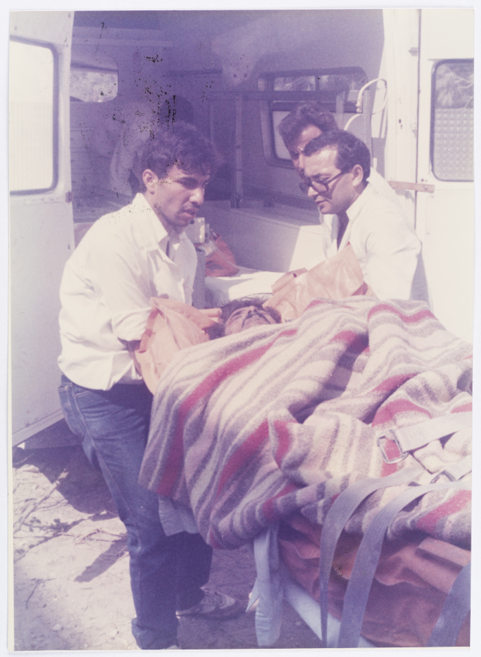 Treating a Casualty of the Israeli Air Raid, Hammam Chott, 1985