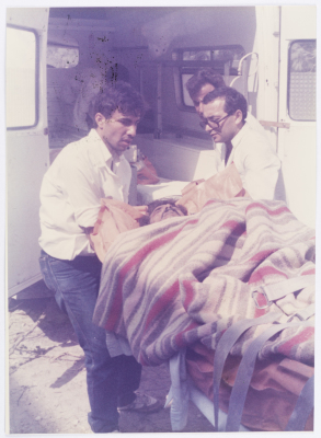 Treating a Casualty of the Israeli Air Raid, Hammam Chott, 1985