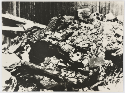 A Dead Body of a Shaheed Among Rubbles During Israeli Invasion of Lebanon