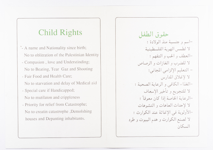 كتيب عن حقوق الأطفال الفلسطينيين 