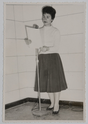 Salwa Haddad at the Jerusalem Radio Studio in Ramallah 