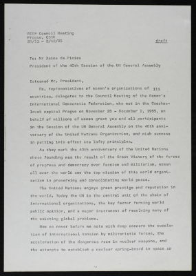 A Letter from the Movement of Democratic Women