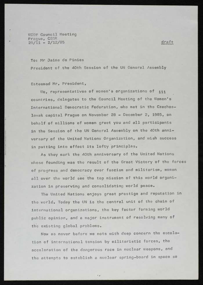 A Letter from the Movement of Democratic Women