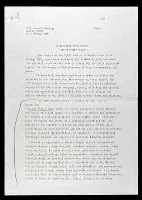 The Solidarity Declaration of the WIDF Council