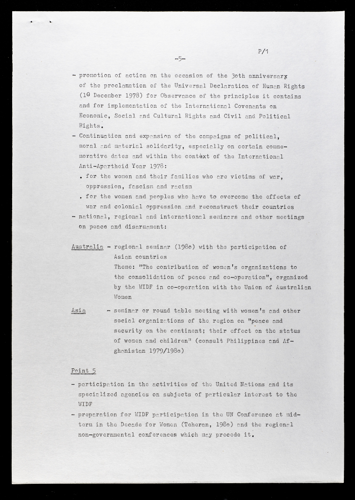 The WIDF Plan of Work for the Period from 1978 to 1980