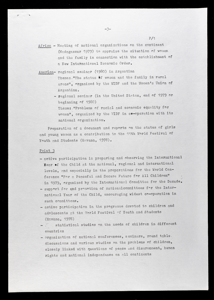 The WIDF Plan of Work for the Period from 1978 to 1980