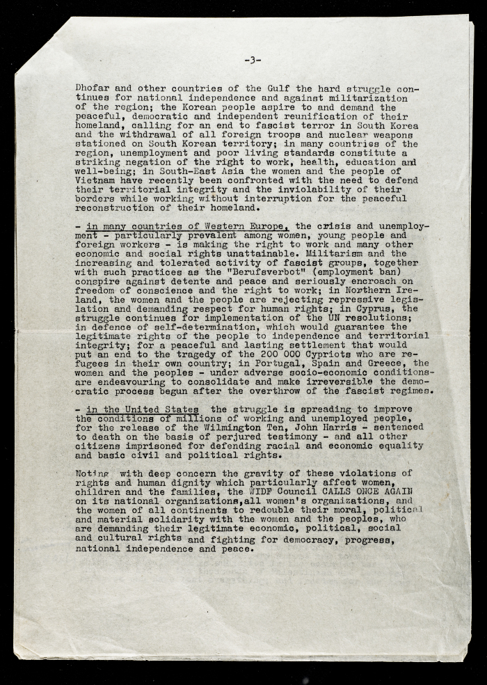 The Solidarity Declaration of the WIDF Council