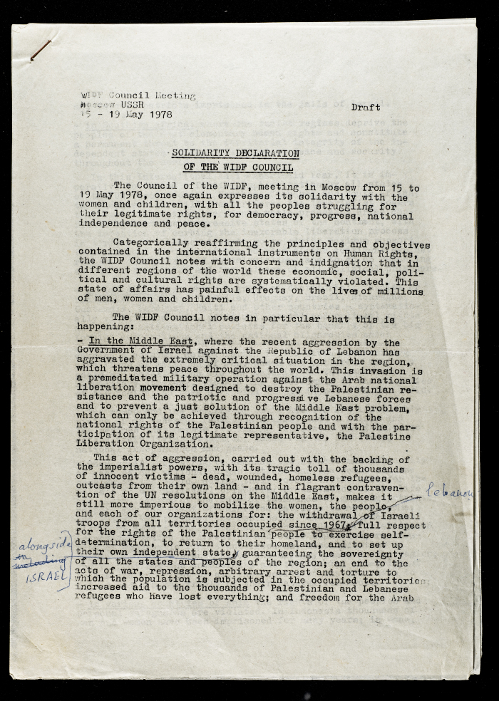 The Solidarity Declaration of the WIDF Council