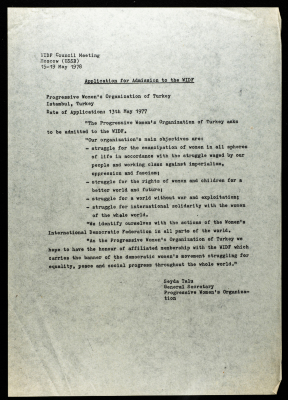 An Application for Admission to the WIDF
