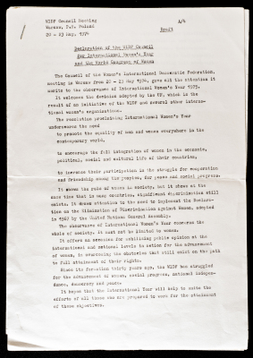 The Declaration of the WIDF Council for International Women