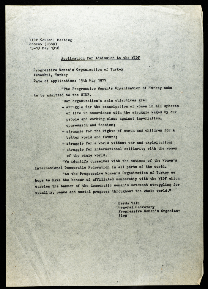 An Application for Admission to the WIDF
