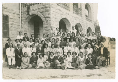 Teachers and students at CMS School in Nazareth