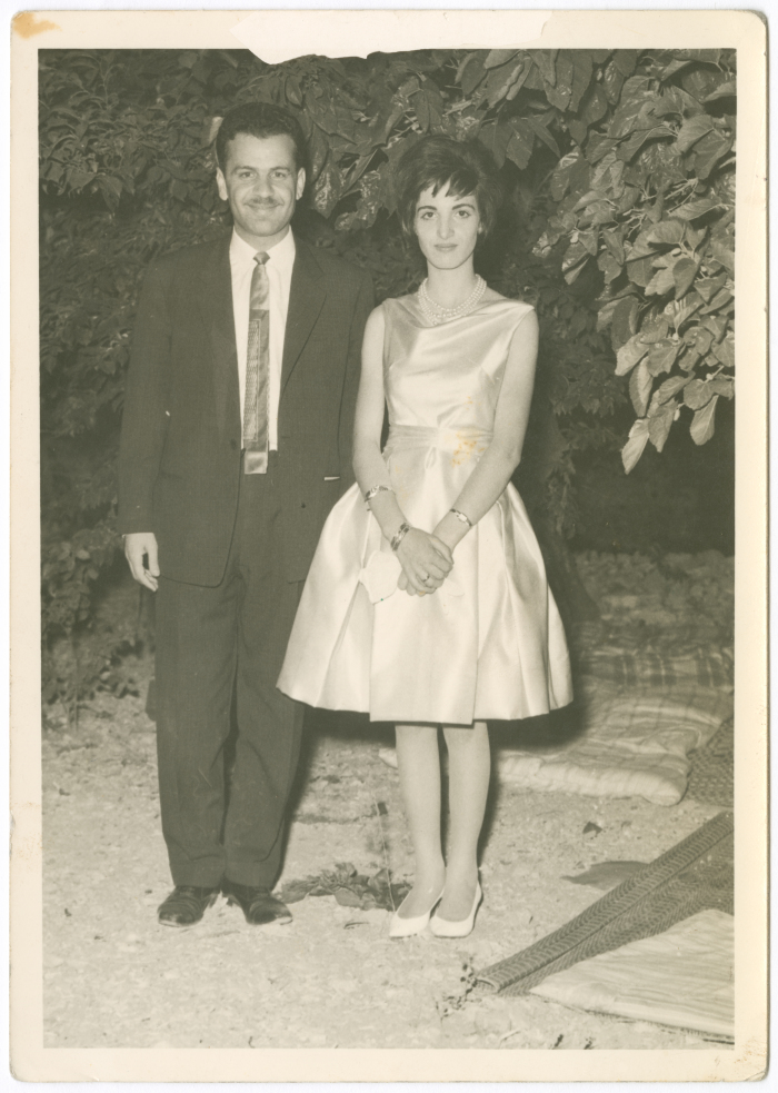 A photograph of Jamil Allush and His Wife in Birzeit, 1964 