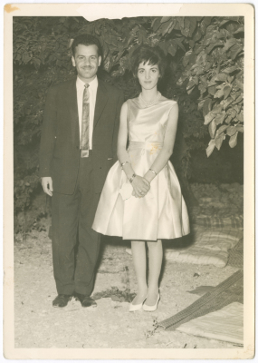 A photograph of Jamil Allush and His Wife in Birzeit, 1964 