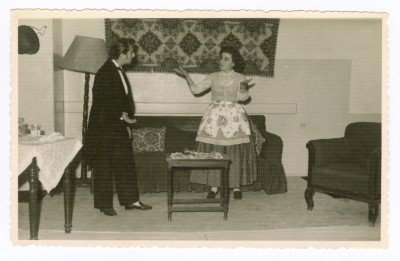 Students doing a theatrical performance of "Cherry Orchard"