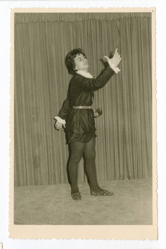A girl playing Hamlet