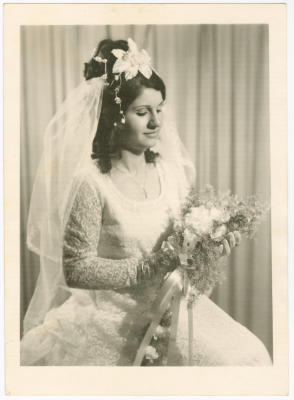 A woman and her wedding dress
