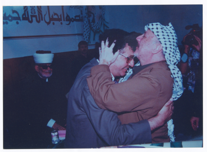 Yassir Arafat with Saméh al-Qassim