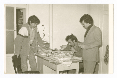 Saméh al-Qassim at the Itihad Office in Haifa