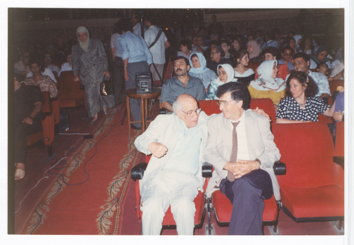 Saméh al-Qassim with the critic Mahmoud Amén Al-Alam