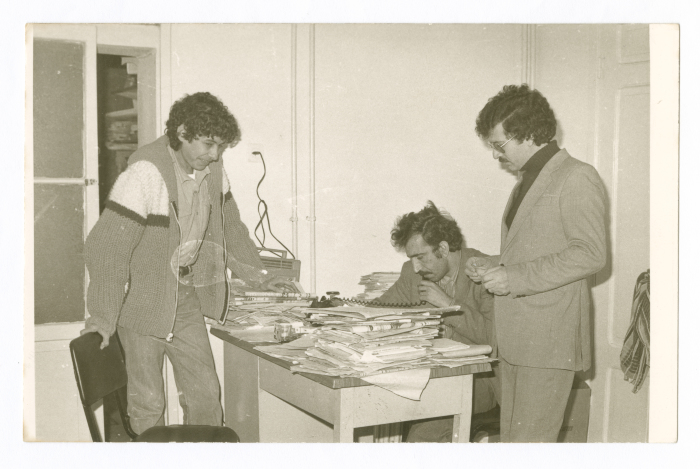 Saméh al-Qassim at the Itihad Office in Haifa