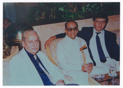Saméh al-Qassim with Najéb Mahfúz and Hanna Mina