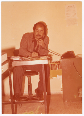 A man from Khateb Family on a phone call in his office