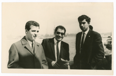 A man from Khateb Family with his friends at the Neva River in Moscow