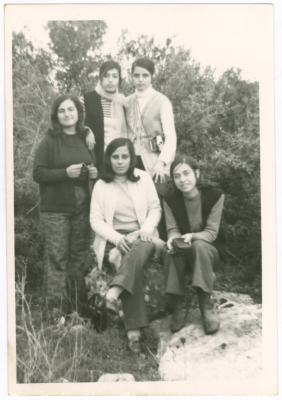 Friends on a trip to an orchard