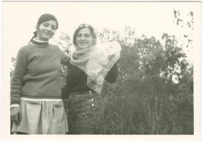 Two friends in a orchard
