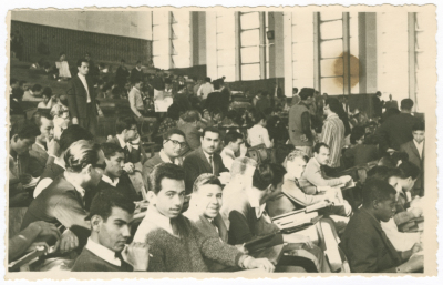 Students at the stadium of Ein Shams University