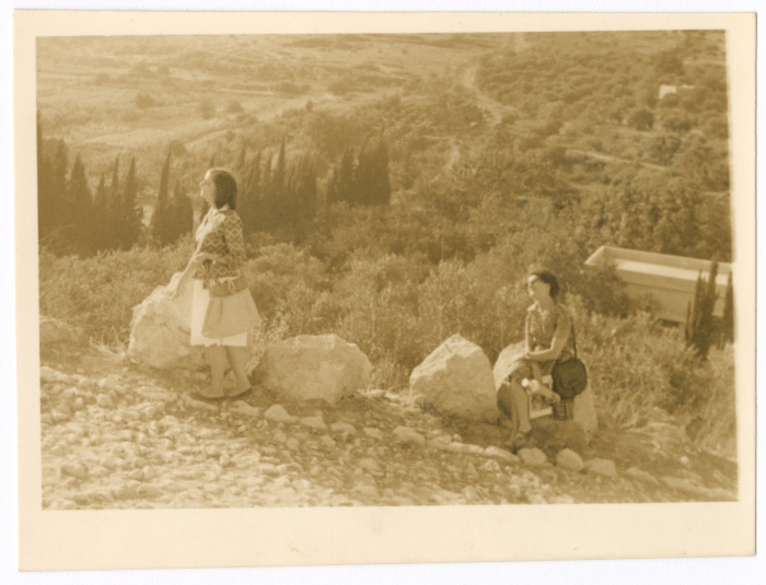 Two girls on a mountain in Zawata, Nablus