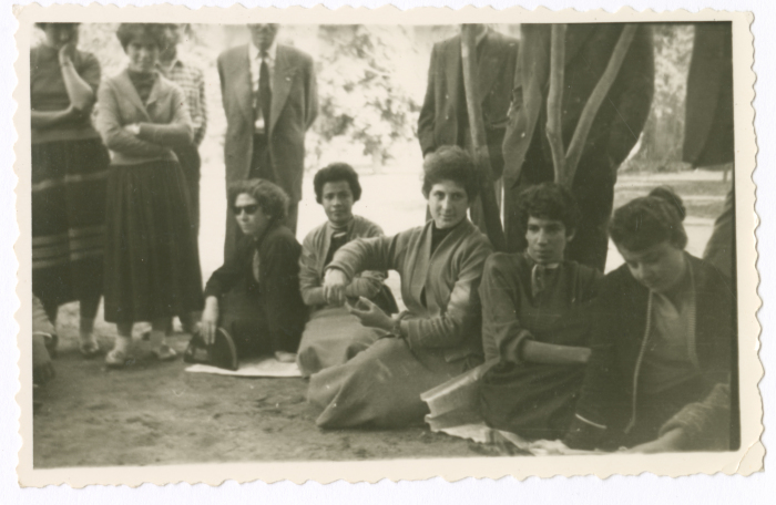 A girl from Abu Ghazaleh Family with her friends in a park in Egypt