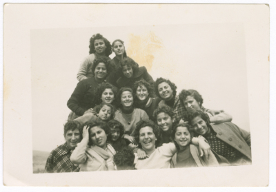 School students; gathered in the shape of pyramid