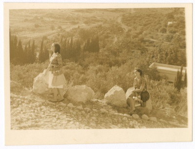 Two girls on a mountain in Zawata, Nablus