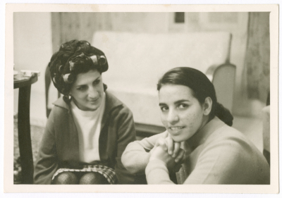 A girl from Abu Ghazalh Family with her friend; from Habashneh Family, at Abu Ghazalhe