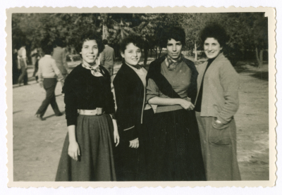 Friends in a park in Egypt during their studies there at the University of Cairo