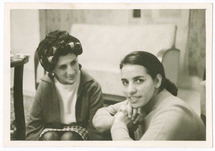 A girl from Abu Ghazalh Family with her friend; from Habashneh Family, at Abu Ghazalhe's house in Nablus