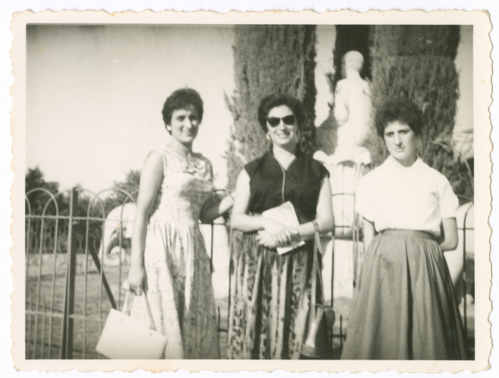 Two sisters from Abu Ghazaleh Family with a woman from Abu Aker Family in a park in Egypt