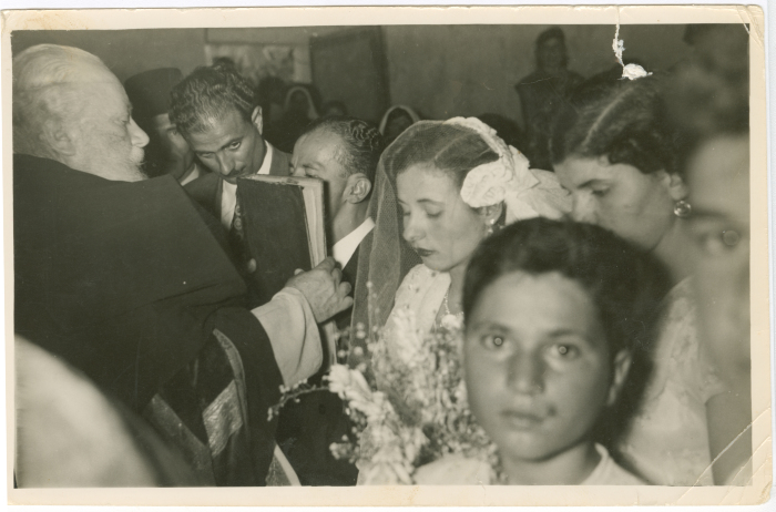 Newlyweds at their wedding ceremony