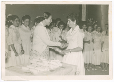 School students at a graduation ceremony in Nablus