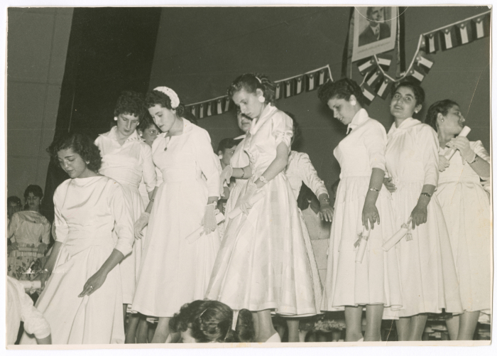 School students at a graduation ceremony in Nablus