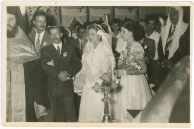 Newlyweds and some residence of Birzeit in a church