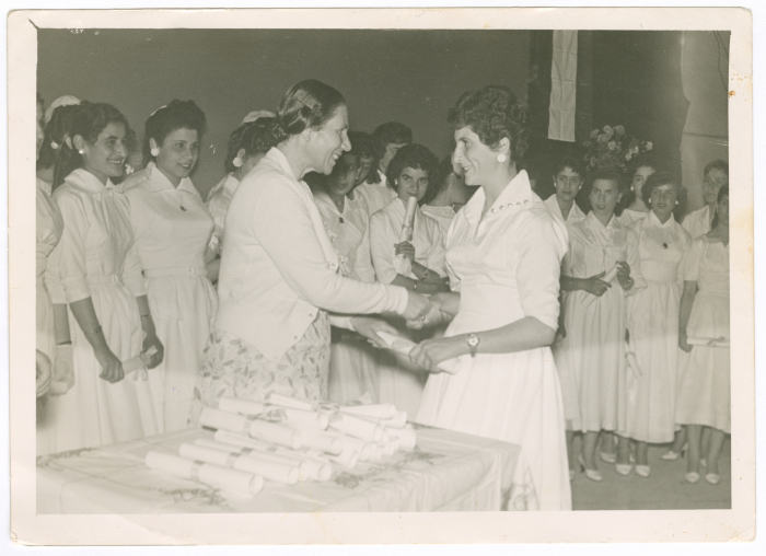 School students at a graduation ceremony in Nablus