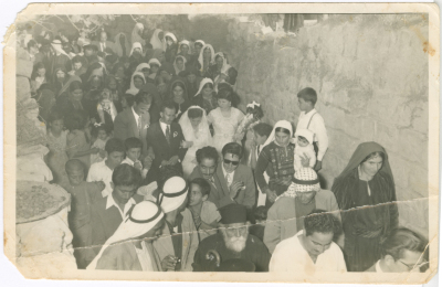 Residence of Birzeit participating in a Zaffe; a celebration before the actual wedding