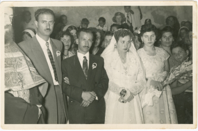 Newlyweds at their wedding ceremony