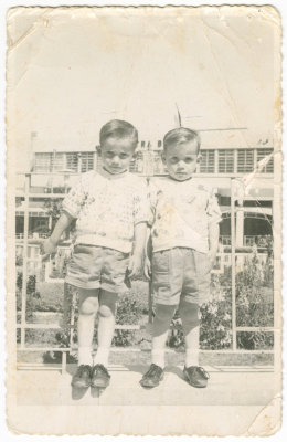 Two children from Risha Family at the roundabout of Nablus City